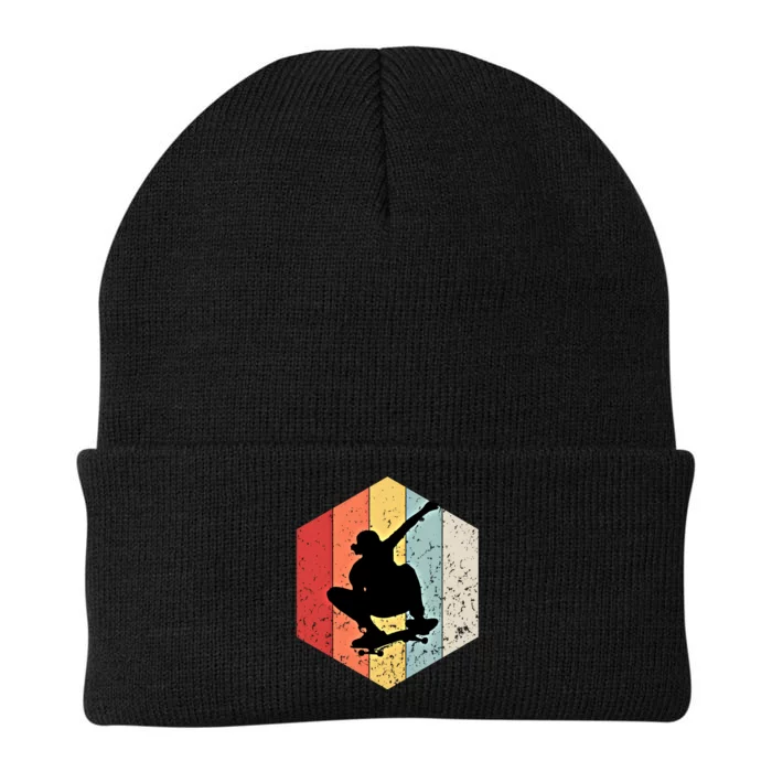 Skaters Having Fun Retro Sunset Skateboard Gift Teen Skaters Funny Gift Knit Cap Winter Beanie