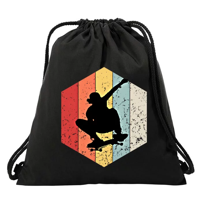 Skaters Having Fun Retro Sunset Skateboard Gift Teen Skaters Funny Gift Drawstring Bag