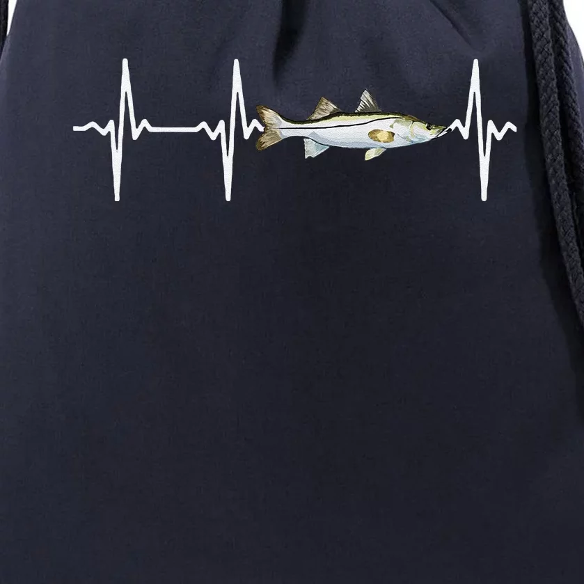 Snook Heartbeat For Saltwater Fish Fishing Lovers Drawstring Bag