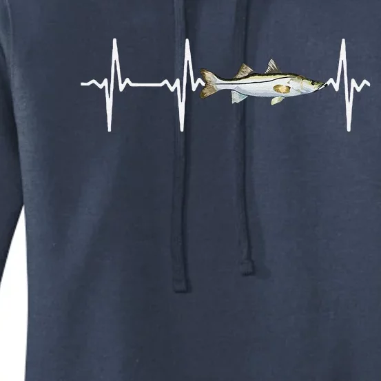 Snook Heartbeat For Saltwater Fish Fishing Lovers Women's Pullover Hoodie