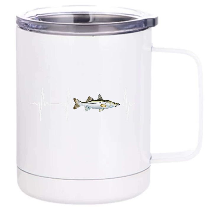 Snook Heartbeat For Saltwater Fish Fishing Lovers Front & Back 12oz Stainless Steel Tumbler Cup