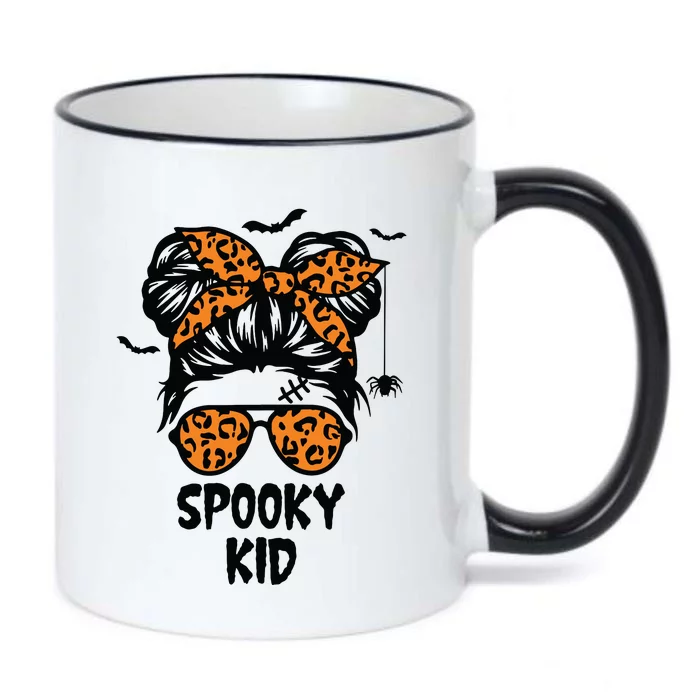 Spooky Halloween For Girl Messy Bun Leopard Black Color Changing Mug