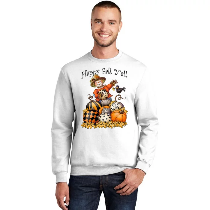 Scarecrow Happy Fall Y'all Pumpkin Thanksgiving Halloween Sweatshirt