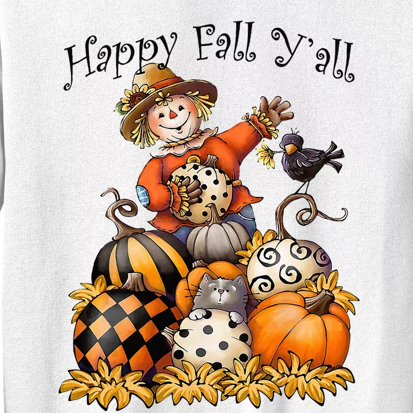 Scarecrow Happy Fall Y'all Pumpkin Thanksgiving Halloween Sweatshirt