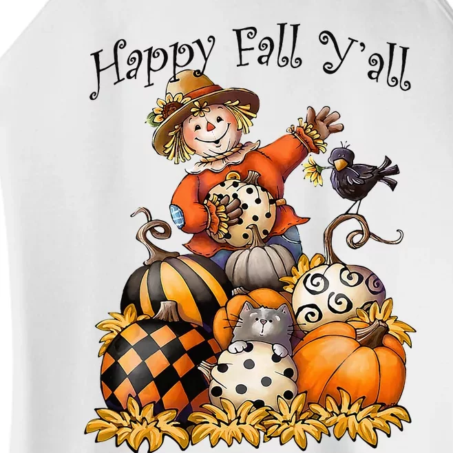 Scarecrow Happy Fall Y'all Pumpkin Thanksgiving Halloween Women’s Perfect Tri Rocker Tank