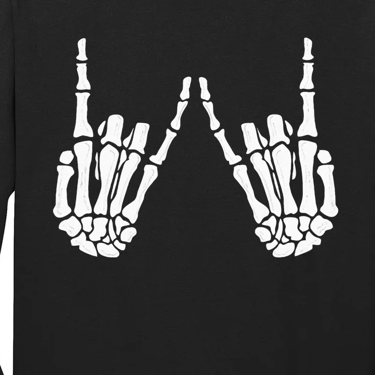 Skeleton Hand Gestures Rock Skeleton Hands Halloween Tall Long Sleeve T-Shirt