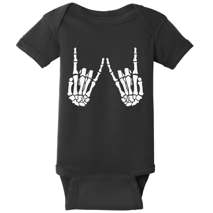 Skeleton Hand Gestures Rock Skeleton Hands Halloween Baby Bodysuit