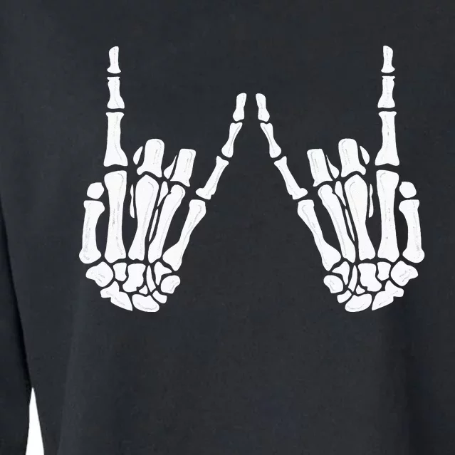 Skeleton Hand Gestures Rock Skeleton Hands Halloween Cropped Pullover Crew