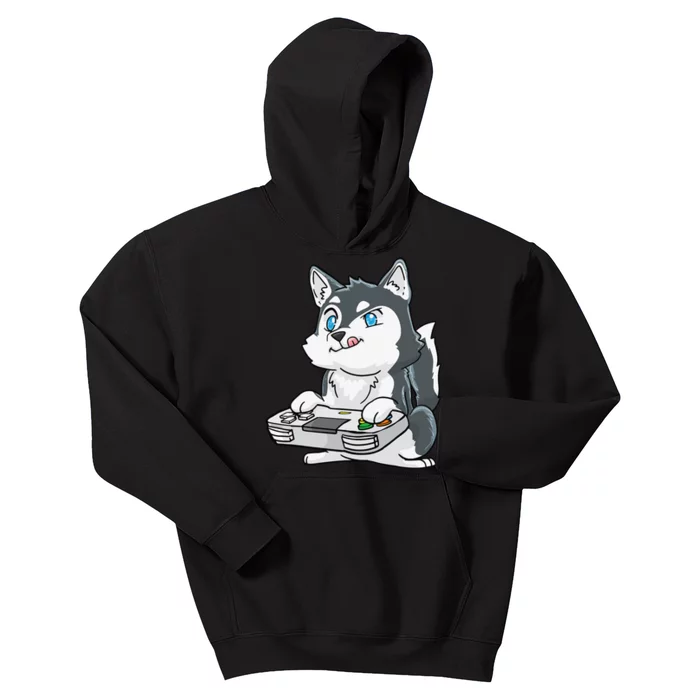 Siberian Husky Gaming Kawaii Gift for Gamers and Dog Lovers Kids Hoodie