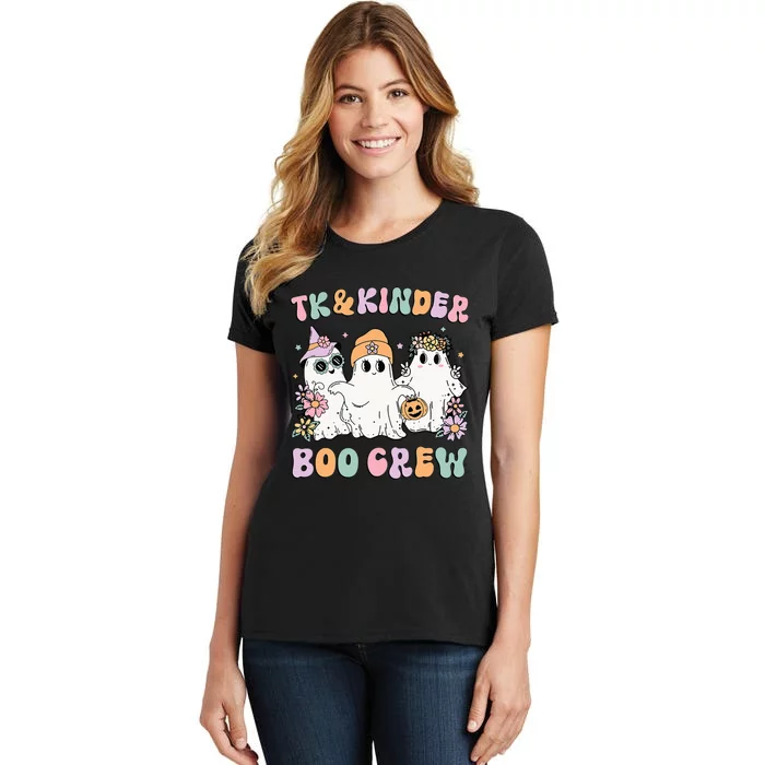 Spooky Halloween Ghosts for TK Teachers Groovy Floral Design Women's T-Shirt