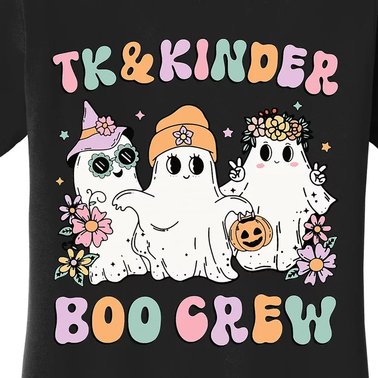 Spooky Halloween Ghosts for TK Teachers Groovy Floral Design Women's T-Shirt