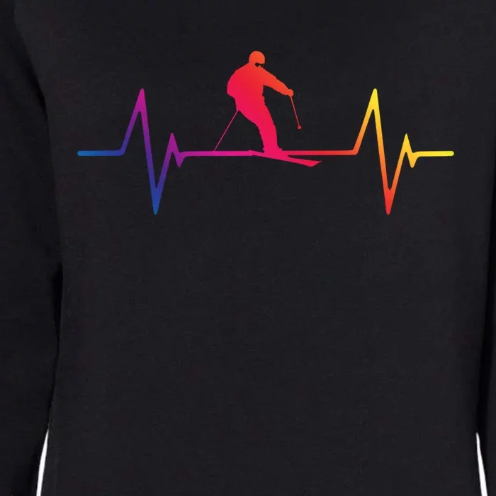 Skiing Heartbeat Gift Womens California Wash Sweatshirt