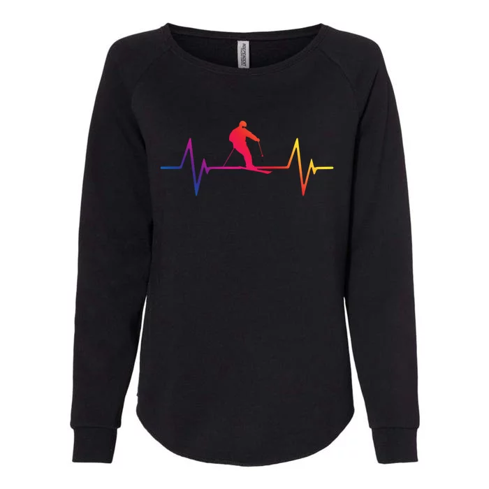 Skiing Heartbeat Gift Womens California Wash Sweatshirt