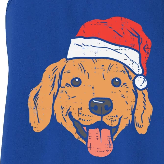 Santa Hat Golden Retriever Christmas Xmas Pj Dog Lover Owner Gift Women's Racerback Tank