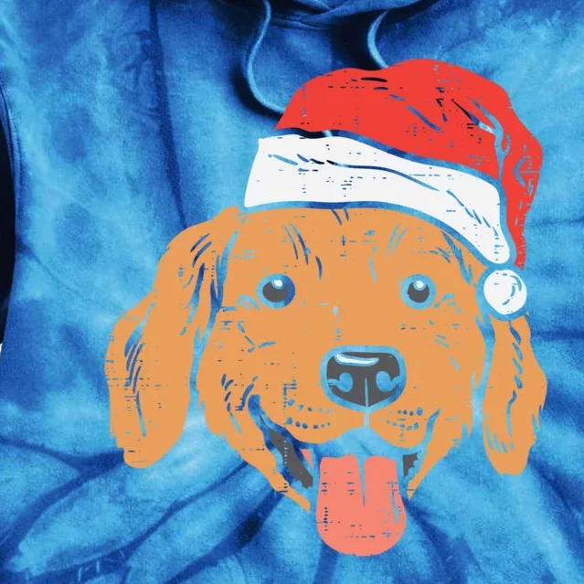 Santa Hat Golden Retriever Christmas Xmas Pj Dog Lover Owner Gift Tie Dye Hoodie