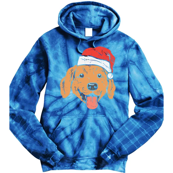 Santa Hat Golden Retriever Christmas Xmas Pj Dog Lover Owner Gift Tie Dye Hoodie