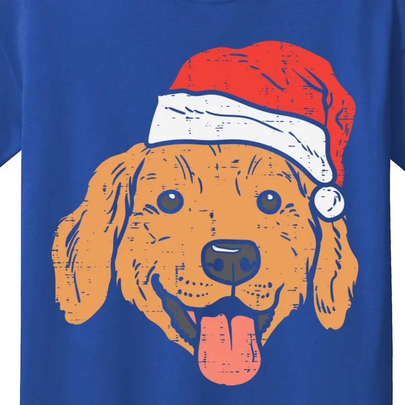 Santa Hat Golden Retriever Christmas Xmas Pj Dog Lover Owner Gift Kids T-Shirt