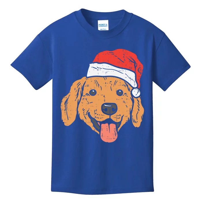 Santa Hat Golden Retriever Christmas Xmas Pj Dog Lover Owner Gift Kids T-Shirt