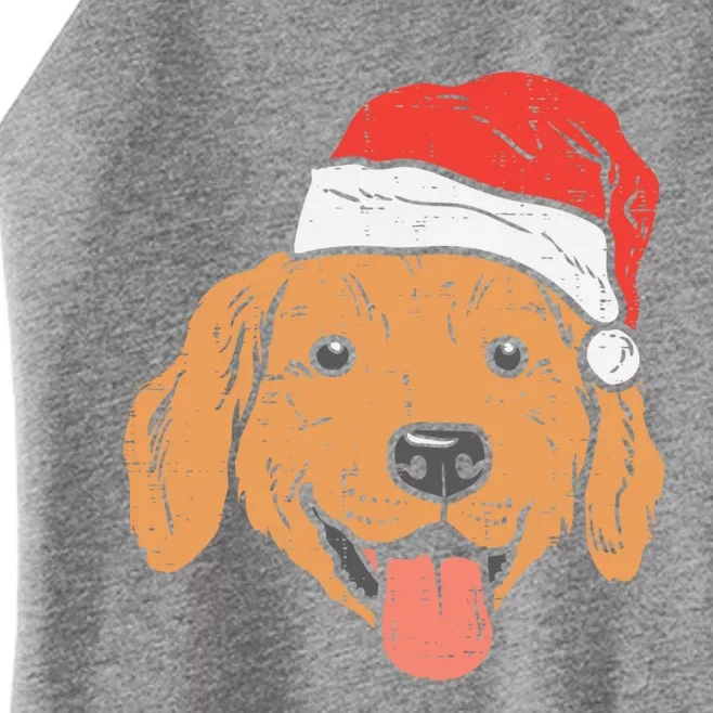 Santa Hat Golden Retriever Christmas Xmas Pj Dog Lover Owner Gift Women’s Perfect Tri Rocker Tank