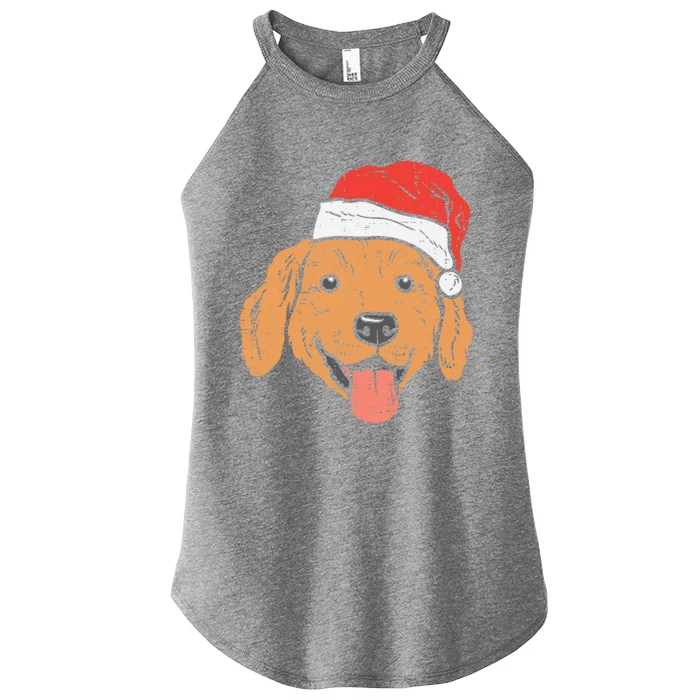 Santa Hat Golden Retriever Christmas Xmas Pj Dog Lover Owner Gift Women’s Perfect Tri Rocker Tank