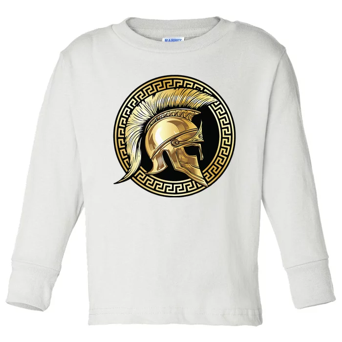 Spartan Helmet Gold Gladiator Sparta Greek Gym Workout Toddler Long Sleeve Shirt