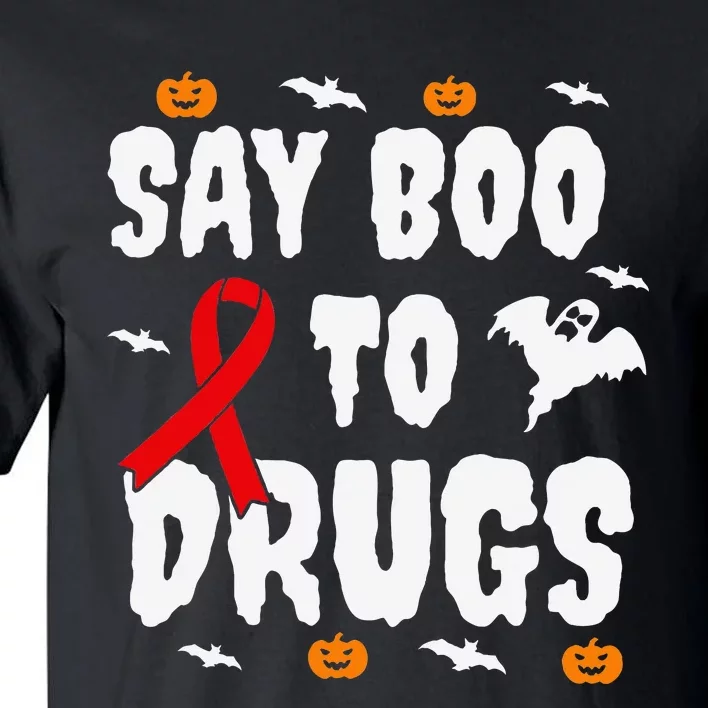 Spooky Halloween Gift Say No to Drugs Awareness with Red Ribbon Tall T-Shirt