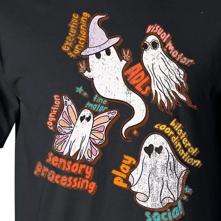 Spooky Halloween Ghost Friends OT Scope Occupational Therapy Tall T-Shirt