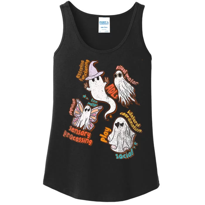 Spooky Halloween Ghost Friends OT Scope Occupational Therapy Ladies Essential Tank