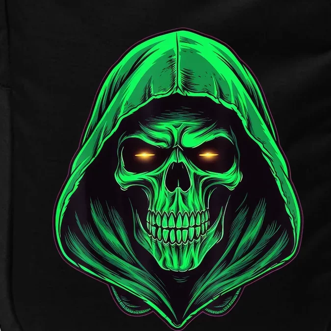 Scary Hooded Green Skull Head Creepy Halloween Costume Impact Tech Backpack