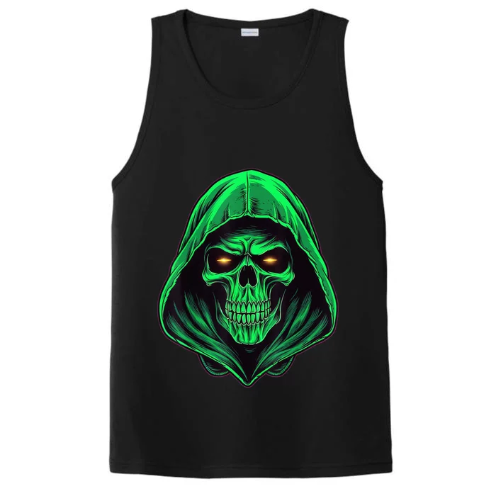 Scary Hooded Green Skull Head Creepy Halloween Costume Performance Tank