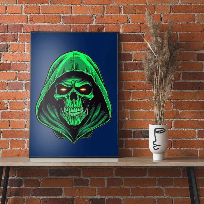 Scary Hooded Green Skull Head Creepy Halloween Costume Poster