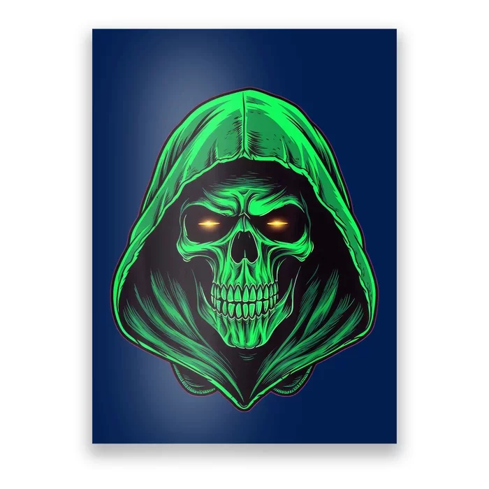 Scary Hooded Green Skull Head Creepy Halloween Costume Poster