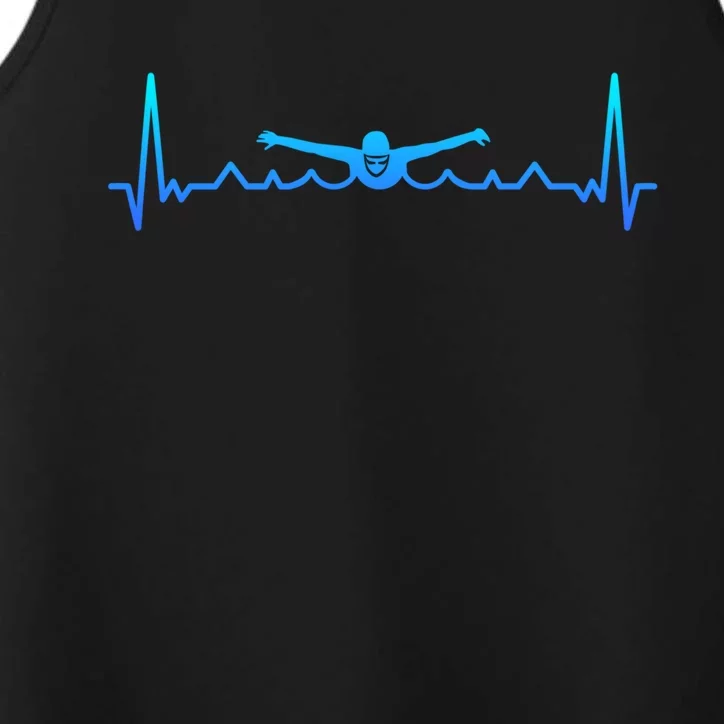 Swimming Heartbeat Gift For Swimmer Dad Gift Performance Tank