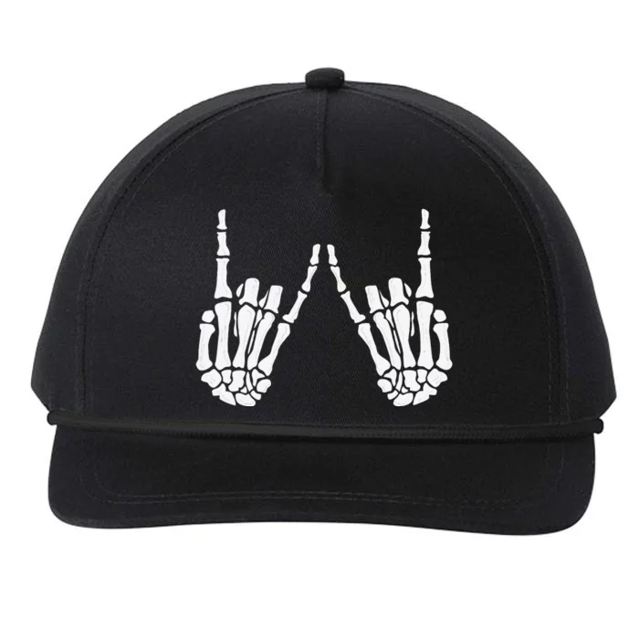 Skeleton Hand Gestures Rock Skeleton Hands Halloween Snapback Five-Panel Rope Hat