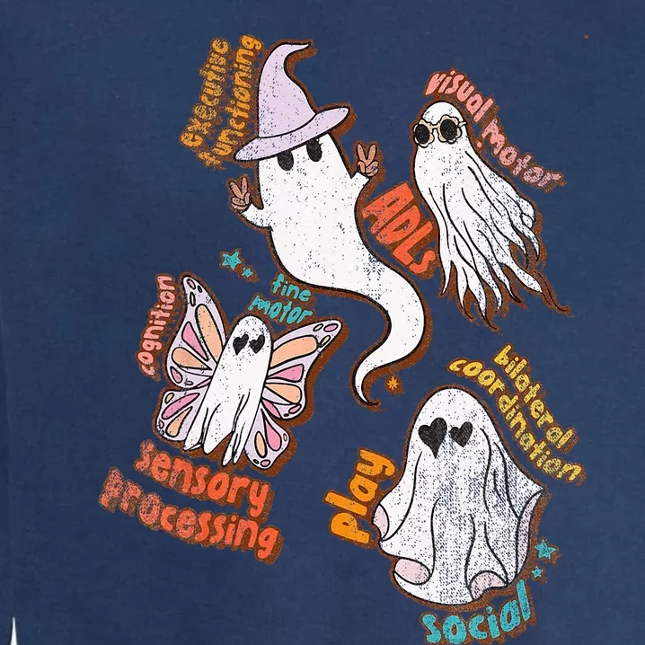 Spooky Halloween Ghost Friends OT Scope Occupational Therapy Garment-Dyed Sweatshirt