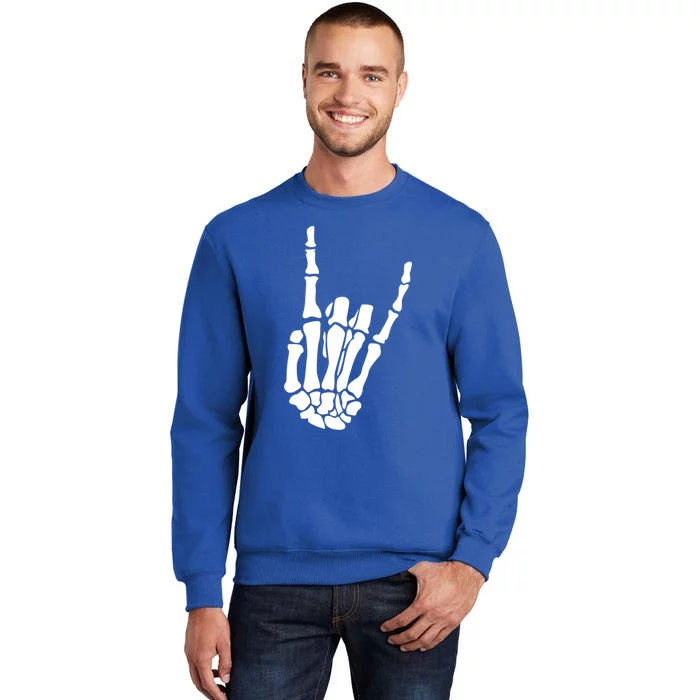 Skeleton Hand Gesture Rock Skeleton Hand Halloween Gift Tall Sweatshirt