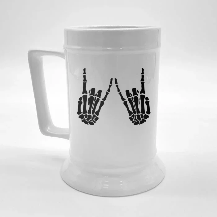 Skeleton Hand Gestures Rock Skeleton Hands Halloween Cool Gift Front & Back Beer Stein