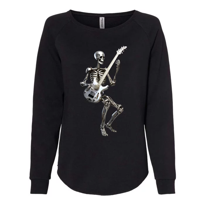 Skeleton Hand Guitar Rock And Roll Band Gift Womens California Wash Sweatshirt