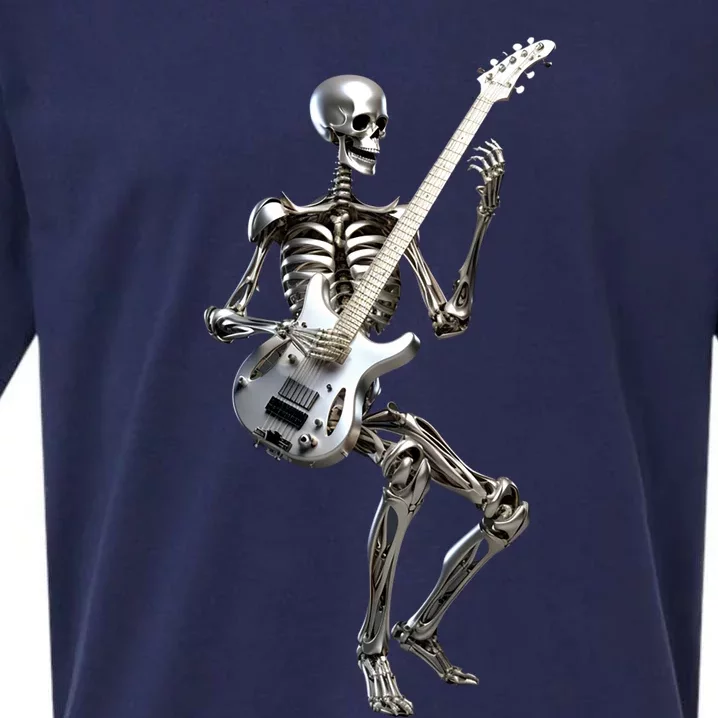 Skeleton Hand Guitar Rock And Roll Band Gift Sueded Cloud Jersey T-Shirt