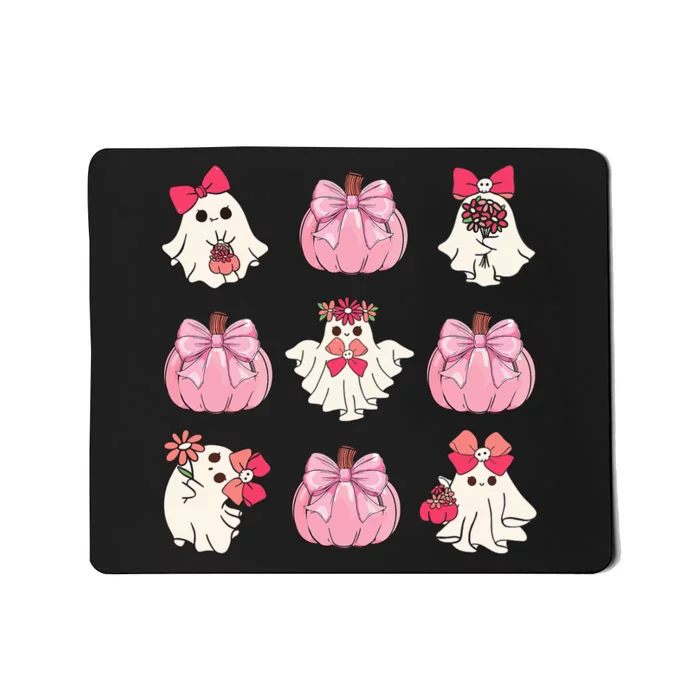 Spooky Halloween Ghost Boo Coquette Bow Pumpkin Mousepad