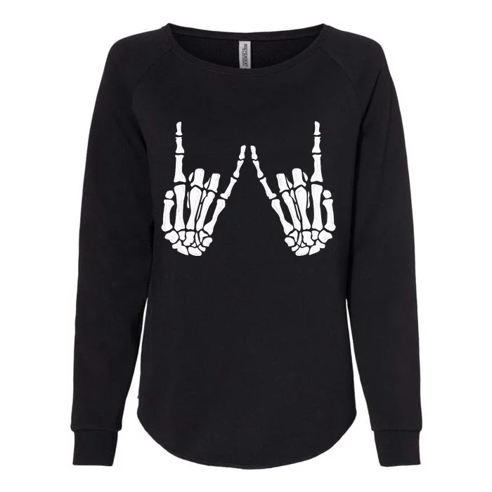 Skeleton Hand Gestures Rock Skeleton Hands Halloween Womens California Wash Sweatshirt