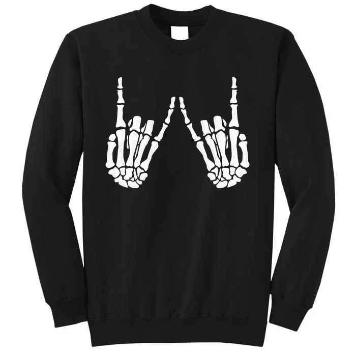 Skeleton Hand Gestures Rock Skeleton Hands Halloween Tall Sweatshirt