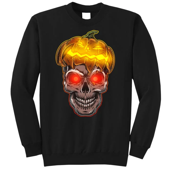 Spooky Halloween Glowing Pumpkin Skull Face Sweatshirt