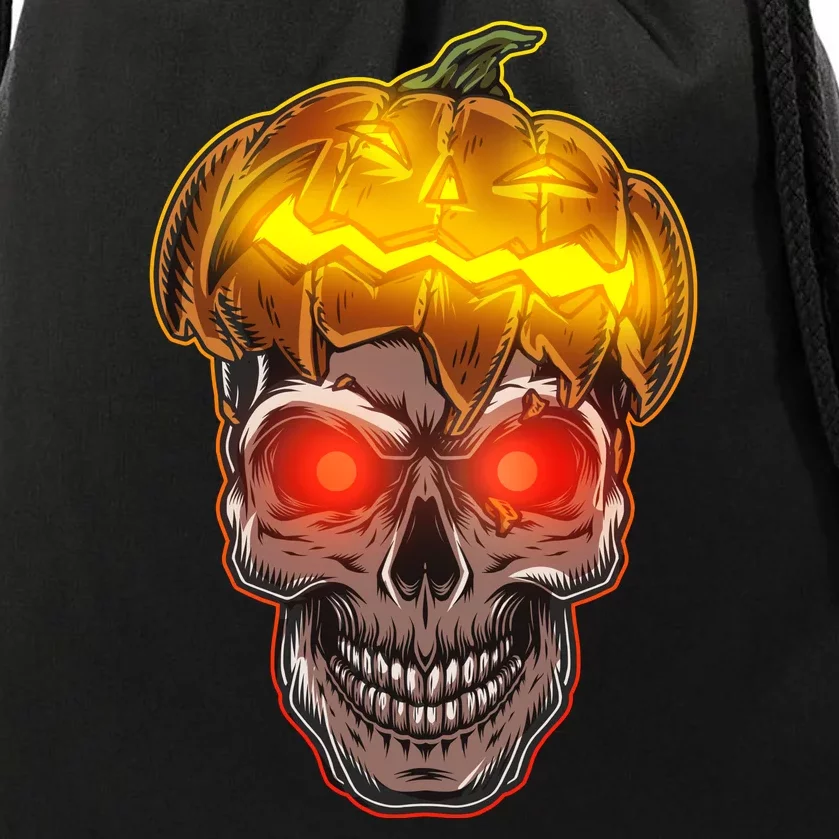 Spooky Halloween Glowing Pumpkin Skull Face Drawstring Bag