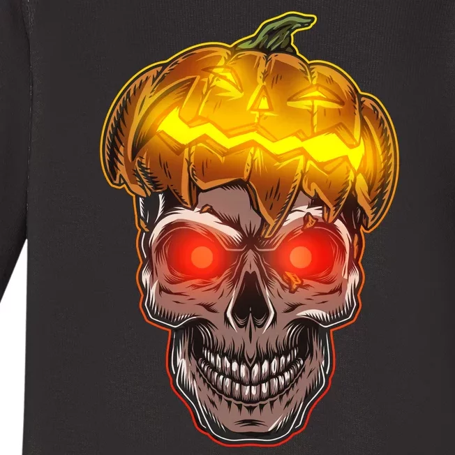 Spooky Halloween Glowing Pumpkin Skull Face Baby Long Sleeve Bodysuit