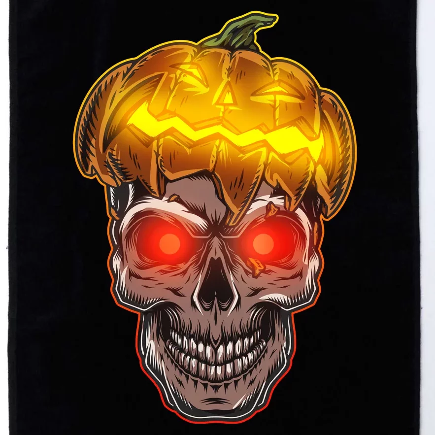 Spooky Halloween Glowing Pumpkin Skull Face Platinum Collection Golf Towel