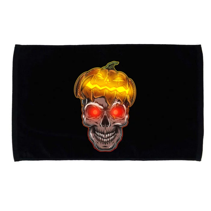 Spooky Halloween Glowing Pumpkin Skull Face Microfiber Hand Towel