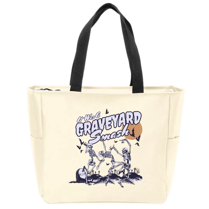 Skeleton Halloween Graveyard Smash Zip Tote Bag