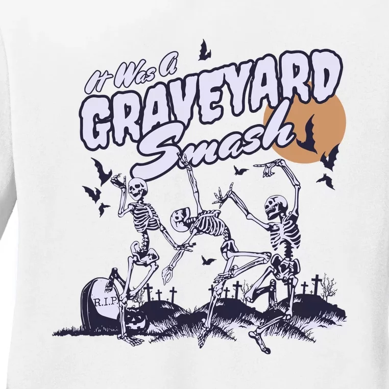 Skeleton Halloween Graveyard Smash Ladies Long Sleeve Shirt