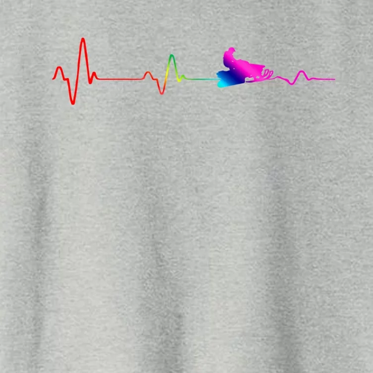 Snowmobile Heartbeat Gift Ekg Pulse Snowmobiling Braap Gift Women's Crop Top Tee